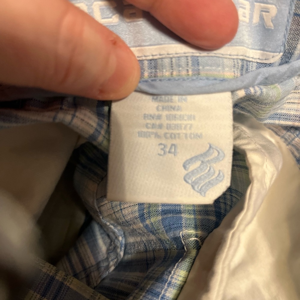 Vintage Rocawear Mens Plaid Striped Shorts Size 34 Blue - Picture 7 of 8
